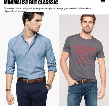 Чоловічий шкіряний ремінь GSG Since 1998 - класичний дизайн, 37 мм, для бізнесу та офіційних заходів, подарункова коробка, темно-коричневий