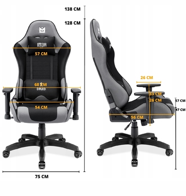 Ігрове крісло IMBA seat Druid, тканина, сіре