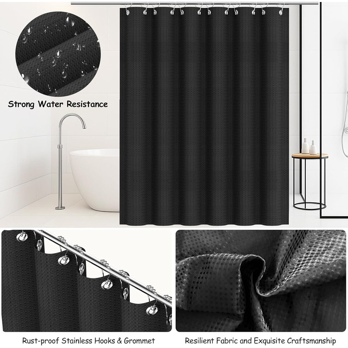 Набір аксесуарів для ванної кімнати PLIOW – 22 предмети, чорний колір. Включає: душовий завіс, відро для сміття, тримач для унітазної щітки, дозатор мила. Стильний та функціональний декор для дому. Повний комплект.