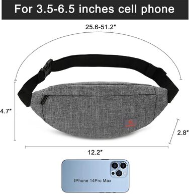 Поясна сумка TYNAT T201 сірого кольору – легка та зручна для туризму та спорту (жіноча/чоловіча)