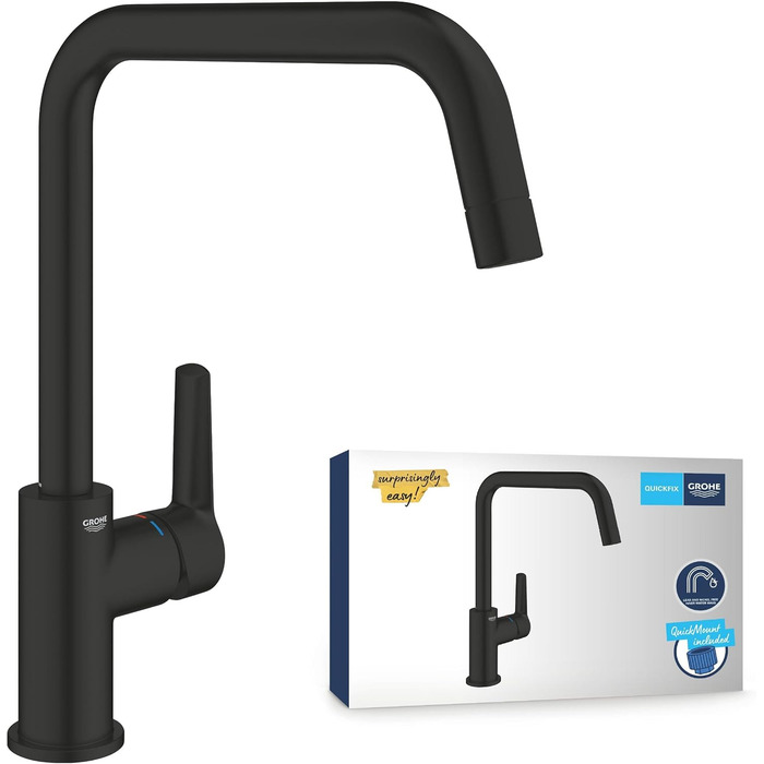 Змішувач кухонний GROHE Start, чорний, поворотний 150°, водозберігаючий, монтаж без інструментів, 304702430