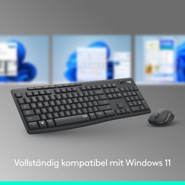 Комплект бездротової клавіатури та миші Logitech MK295 з технологією SilentTouch, QWERTZ, чорний, для комфортної роботи