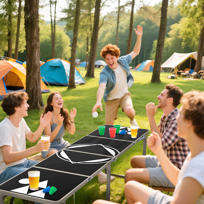 Outsunny Folding Camping Table - Lightweight, Adjustable Height, Aluminum Frame, 240 x 60 x 54/62/70 cm, Black