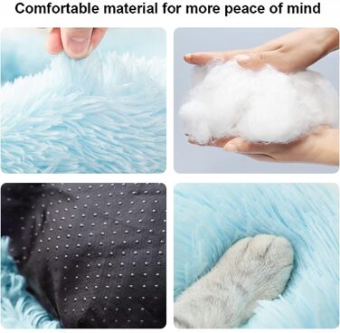 Кругле ліжко для котів та собак Nisrada, 60 см, блакитне, з неслизьким дном, для цуценят та кошенят