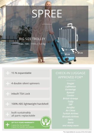 Чемодан Hartschalenkoffer Mitte - великий, TSA, 4 колеса, 77 см, 130 л, м'ятний колір