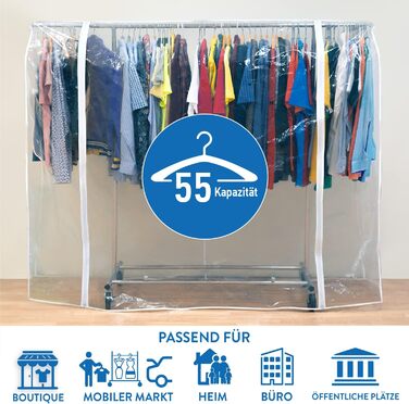 Tatkraft BIG Garment Rack Cover, Clothes Rack Cover, Plastic, Transparent, 2 Zippers, Extra Wide, L183 cm