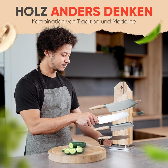 MARSHOLZ Knife Block without Knives Magnetic [Integrated Bottle Opener] Knife Holder for Everyone | View Images Now