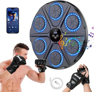 Музична боксерська машина YORRAKA для дорослих - LED-дисплей, Bluetooth, 12 режимів швидкості, з рукавичками
