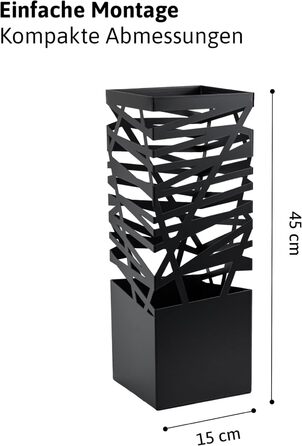 Dönges Maxi Metal Umbrella Stand with Drip Tray & Hooks - Space-Saving, Elegant Black - Ideal for Entryway & Foyer Decoration