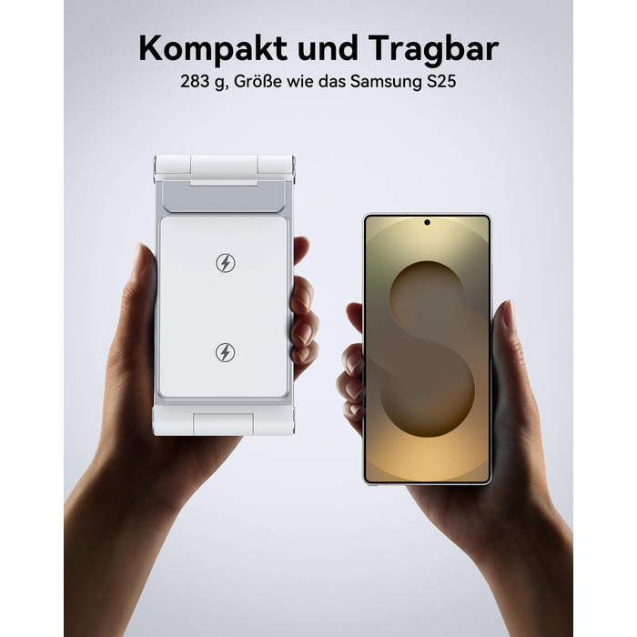 База для бездротової зарядки 3-в-1 для Samsung Galaxy (S25, S24, S23, S22, S21, S20, Z Flip, Z Fold) та Galaxy Watch/Buds, 20W, біла