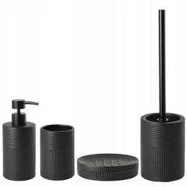 Набір аксесуарів для ванної кімнати з чорної кераміки (кам'яний вигляд), 4 предмети
