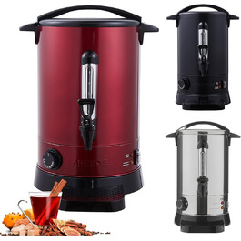 Arebos Glühwein Cooker 950 W | Hot Beverage Dispenser | 6.8 L | with Drip Tray, Spout, Thermostat, and Overheating Protection | Temperature Setting from 30-110 °C | (Red)
