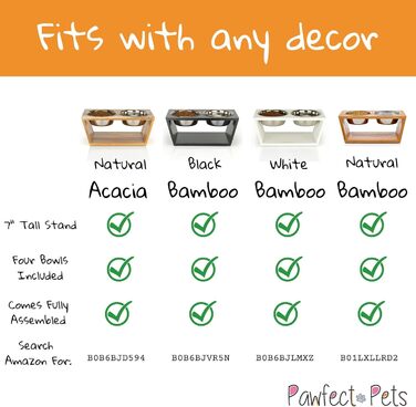 Підставка для годівлі собак Pawfect Pets, 17.8 см, 4 миски з нержавіючої сталі, чорна