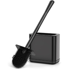 Набір для чищення унітазу FUNPALA з нержавіючої сталі та силікону, 2 насадки, тримач, чорний