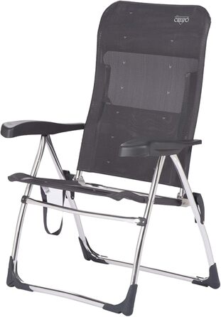 Скромна пляжна стільниця Crespo з алюмінію, розбірна, з високим сидінням з міцної тканини Multifibra (темно-сіра)