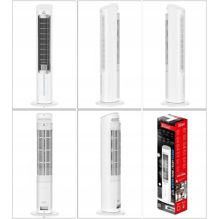Колонний вентилятор Zilan TOWER FAN COOLER, білий