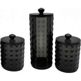 Набір для зберігання ватних дисків та паличок, чорний - 3 шт.