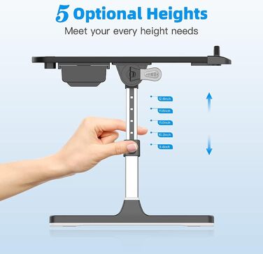 Зручний столик-підставка для ноутбука з шкіри, регульований, з двома шухлядами, чорний, великий (15.7'x23.6')