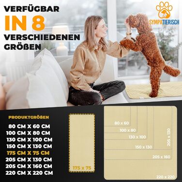 Водонепроникний коврик для собак SympaTierisch - захист дивану та ліжка - великий розмір (175 x 75 см) - бежевий - легко прати