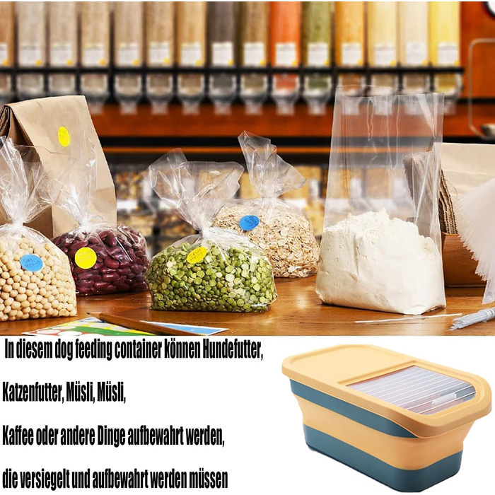 Контейнер для корму для собак, 15 кг, BPA-free, з кришкою-кляпкою, на колесах, великий, складний, для сухого корму