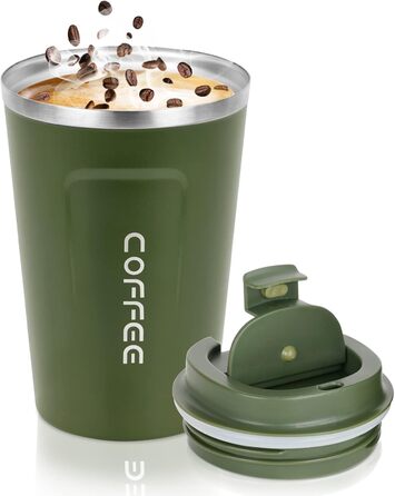 Термокружка Flintronic 510 мл з подвійними стінками, з нержавіючої сталі, з кришкою, для кави та чаю