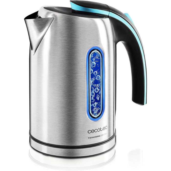 Електричний чайник Cecotec ThermoSense 1.2 л, бездротовий, з нержавіючої сталі, знімний фільтр від накипу