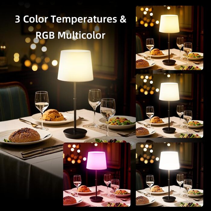 Бездротова LED-лампа на приліжкові з акумулятором 5000mAh, сенсорне керування, RGB, з пультом ДУ, регулювання яскравості, магнітне кріплення, чорна