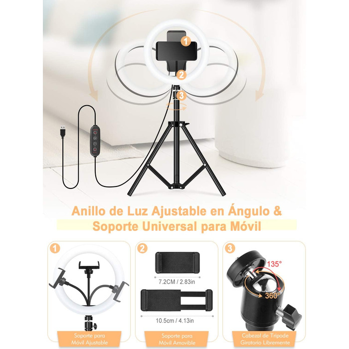 Кільцеве світло YISSVIC 25.4 см (10 дюймів) зі штативом та пультом, 168 LED, 3 режими світла та 26 RGB, для фото та відео, TikTok, YouTube, селфі