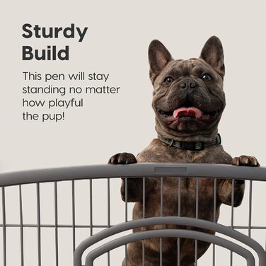 Лейс для собак Iris USA з дверцятами, 61 см, для цуценят та маленьких собак, безпечний, простий монтаж, зручне зберігання, регульований, гумові неслизькі ніжки (Темно-сірий, 61 см висота – 4 панелі)