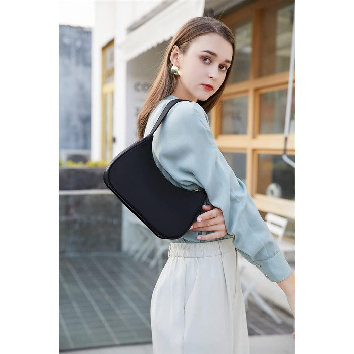 Жіноча сумка-хобо міні-клатч на блискавці, нейлон чорний L