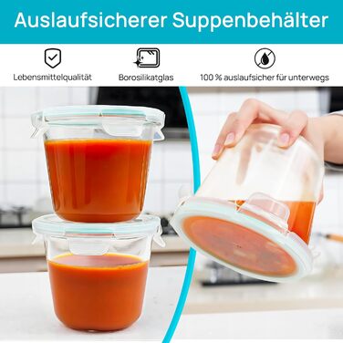 Набір контейнерів для їжі Vtopmart (15 шт.) з кришкою, скляні дозовані контейнери, для зберігання їжі, сумісні з мікрохвильовою піччю, морозильником та посудомийною машиною (6 шт. супових мисок)