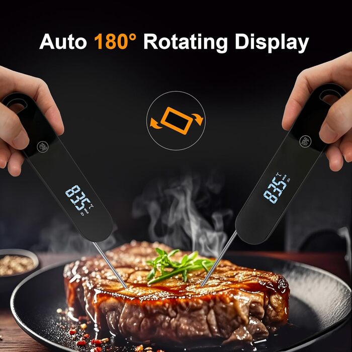 Термометр кухонний Charmline для м'яса, випічки та грилю, точне вимірювання ±0,3°C, автоматичне повороти дисплея