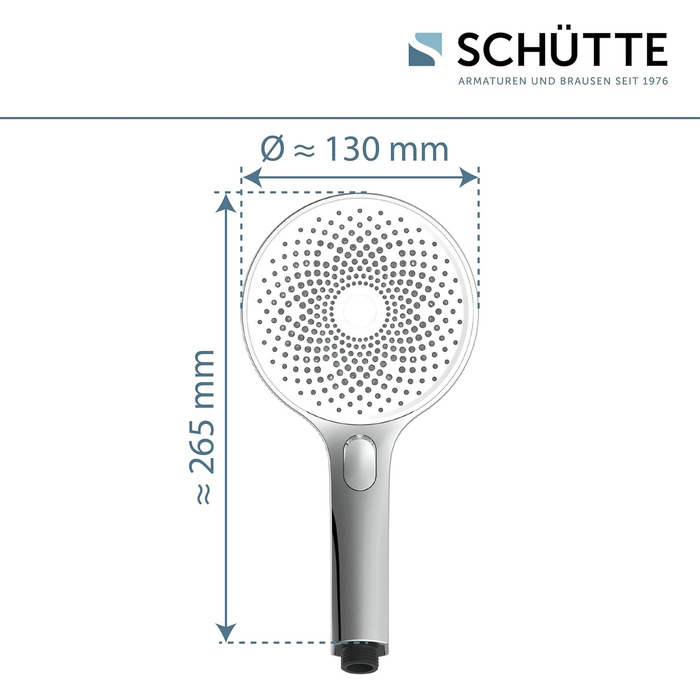 SCHÜTTE Hand Shower SAMOA RAIN | Jet Stream Technology | Showerhead with over 300 nozzles | 3 adjustable spray patterns | Anti-limescale showerhead for the shower | White