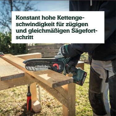 Акумуляторна сукова пила Metabo MS 18 LTX 15, 18В, шина 15 см, для обрізки дерев (без АКБ та зарядного пристрою), CAS сумісна