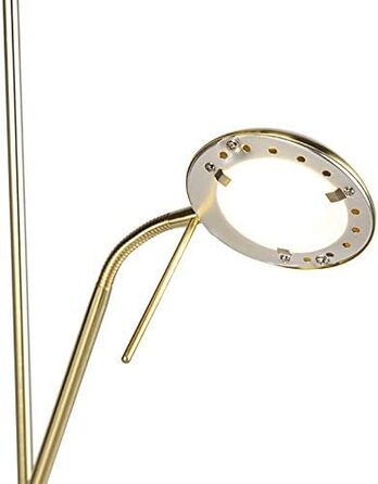 Сучасна торшер QAZQA Diva 2 Dimmer: золотий/латунний, з LED, димером та регулюванням світла. Ідеально для вітальні та спальні.
