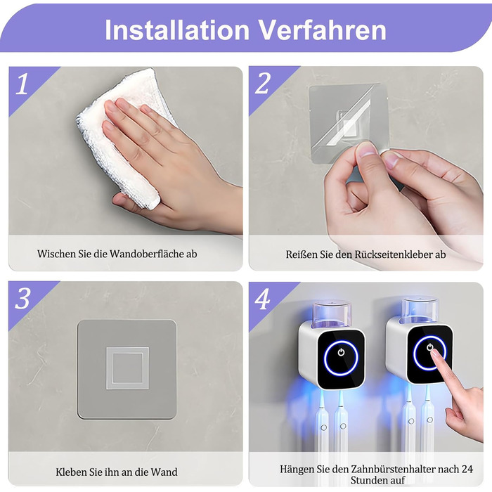 Стерилізатор зубних щіток з УФ-світлом Maxspace, тримач для стаканів, таймер, індикатор (білий)