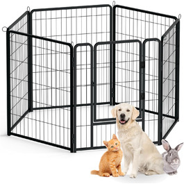 Металевий вольєр для собак 65x80 см з дверима та ґрунтовими анкерами. Модульний загін для цуценят, собак, котів, кроликів та дітей. Підходить для саду та вулиці.