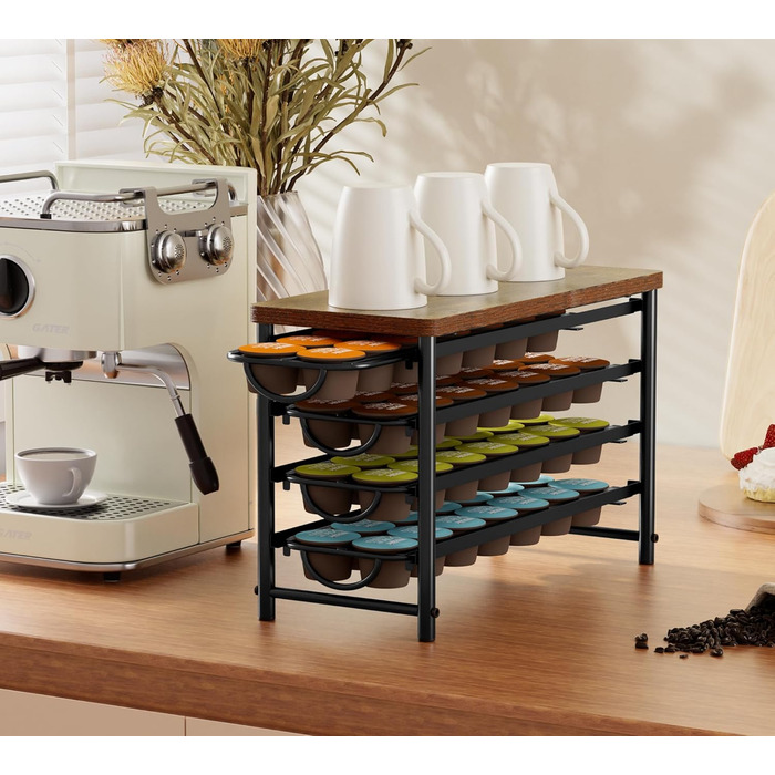 Тримач для капсул кави Dolce Gusto, металева висувна шухляда на 56 капсул з тихими направляючими та антиковзними ніжками