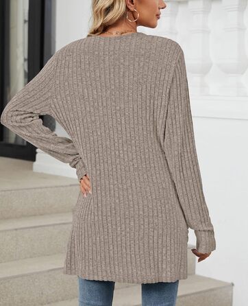 Кардиган жіночий Strickjacke Eegant в'язаний з еластичної тканини, з кишенями, колір хакі, розмір XXL