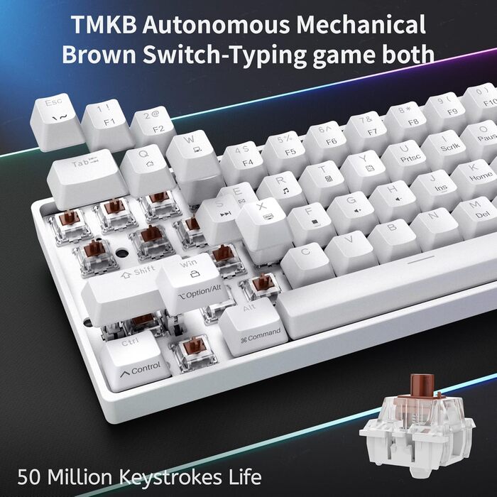 Dierya DK61se - Механічна ігрова клавіатура 60% з Blue Clicky Switch, компактний дизайн, підсвічування, USB-C, US Layout, білий колір