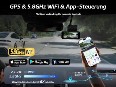 Автомобільний відеореєстратор Pelsee 4K Dashcam (передній та задній) з сенсором STARVIS 2, 3.39'' IPS дисплеєм, 24Гн паркуванням, 5.8GHz WiFi, HDR, WDR, ADAS, GPS та карткою пам'яті 64ГБ