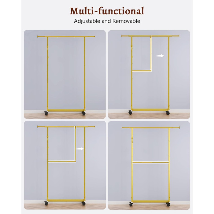 Кледистанд FAVOOOSTY на колесах: мобільний, металевий, регульований, чорно-білий (золотий), 89.50×39.00×161.20 см