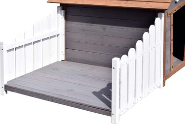 Будка для собак 'Hubi' Dobar® - Будка для собак з масивного дерева, розмір L, 90x77x109 см, коричнево-сіра