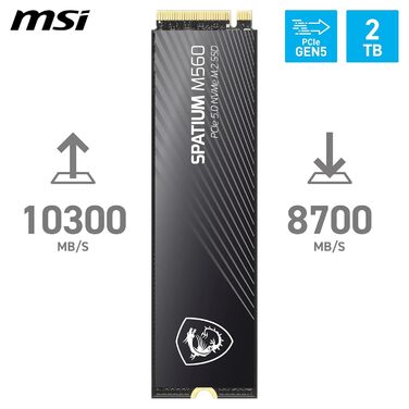 SSD MSI SPATIUM M560 2TB PCIe 5.0 NVMe M.2 – Швидкий внутрішній накопичувач з 3D NAND та захистом даних