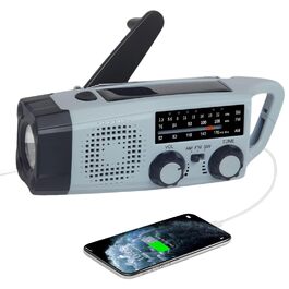 Радіо Kurbel з ручним заводом та сонячною панеллю, AM/FM/SW, 2000mAh, з SOS сигналом та ліхтариком - аварійне радіо для кемпінгу