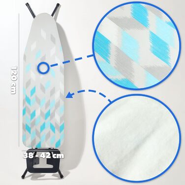 Набір для прасування KADAX: покривало для прасувальної дошки з еластичною гумкою (сіро-блакитний M)