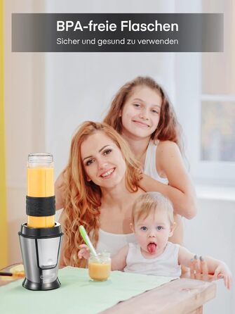Блендер HOUSNAT Smoothie Maker To Go: портативний, 500W, з пляшкою 570мл, нержавіюча сталь, BPA-free, для смузі та напоїв