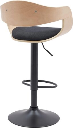 Kingston Adjustable Bar Stool with Premium Upholstery - Durable Metal Frame (150kg Capacity) - Black Fabric