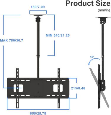Suptek Height Adjustable TV Wall Mount for LCD LED Plasma Flat Screens - Tilting & Swivel (37-75 inch)