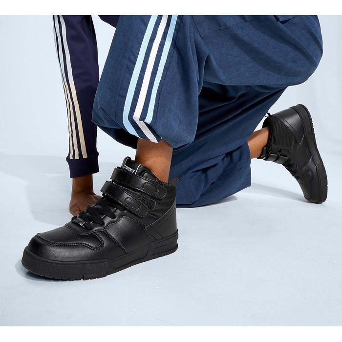 Жіночі баскетбольні черевики Lucky Step з клямками - стильні кросівки з штучної шкіри, чорного кольору, розмір 36 EU